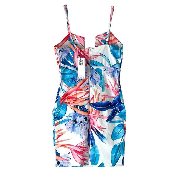 Zeagoo Deep V Neck Floral Spaghetti Strap Bodycon Dress NEW size Small - Picture 3 of 9